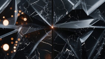 Poster - Abstract black marble with sparkling reflections showcasing intricate patterns and textures