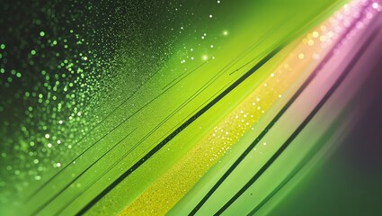 Poster - Vibrant green abstract design with shimmering lines and gradients creating a dynamic visual effect