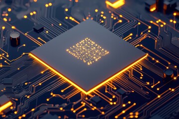 Poster - Modern circuit board with glowing components design
