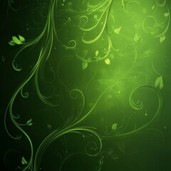 Poster - Abstract Green Swirls and Foliage: A Lush, Dreamy Background with Elegant Floral Ornaments and Textural Detail