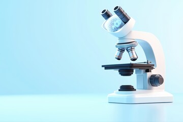 Poster - white microscope on light blue background