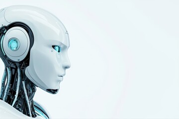 Poster - Futuristic robot profile with blue glowing elements