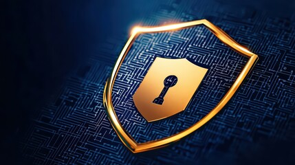 Poster - Digital security shield with key symbol in design