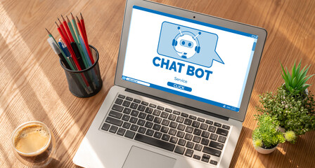 Poster - chatbot software application for modish online business that automatically reply to customer questio