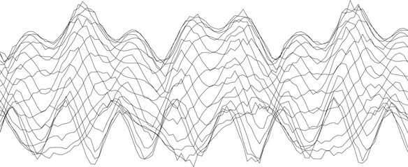 Poster - Abstract line art depicting dynamic wave patterns in monochrome for modern design concepts.