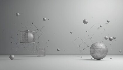 Poster - Dynamic geometric shapes and patterns in a minimalistic studio environment abstract 3d illustration sci-fi conceptual art unique perspective