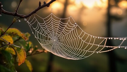 spider web with dew drops
