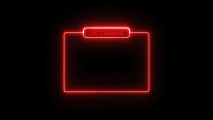 Poster - Glowing neon sign with rectangular frame and 'LIVE STREAMING' text on black background.