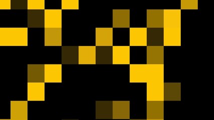 Poster - abstract pattern with a mosaic of yellow and black squares forming a bold and dynamic geometric visual effect.