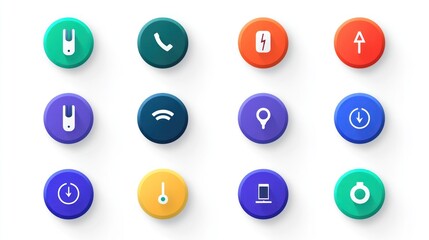 Colorful app icons; interface design; digital; technology; white background; website development