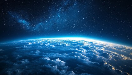 a breathtaking view of earth from space, showcasing a stunning celestial panorama. the vibrant blues
