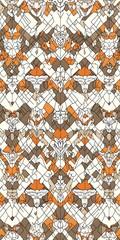 Poster - Geometric animal skull seamless pattern in neutral and orange tones