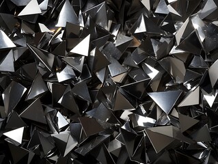 Poster - Geometric reflections a pattern of metallic triangles abstract artwork