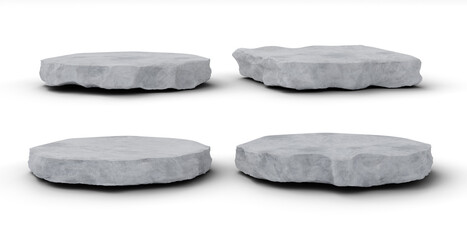 Poster - Rock stone podium set isolated background 3d rendering	
