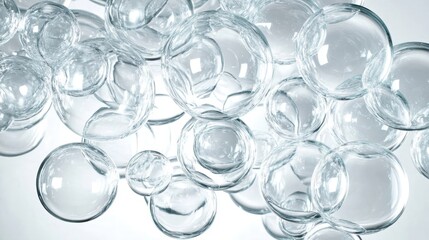 Poster - Glass and plastic spheres floating weightlessly, reflecting and refracting light in surreal spatial composition