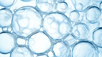 Poster - Translucent soap bubbles clustering, creating iridescent abstract pattern with delicate edges, reflecting light in ethereal, shimmering arrangement