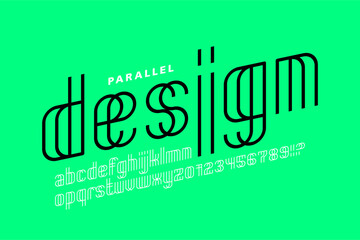 Poster - parallel lines font, alphabet letters design and numbers vector illustration