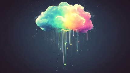 Poster - Abstract Colorful Cloudburst Illustration with Vibrant Luminescent Lines