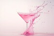 © Ai Images Stock - Pink liquid splashing from a martini glass on light pink background