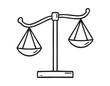 © Yanka - balance scale doodle hand drawn icon. Outline drawing unbalanced scales line clipart symbol