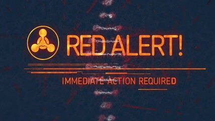 Poster - Animation of Red Alert text flashing over digital background, indicating urgency