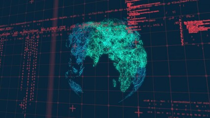 Poster - Digital animation of globe with glowing network connections over dark background