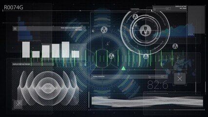 Poster - Displaying animation of futuristic digital interface with data analytics at school