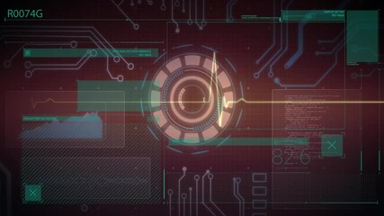 Poster - glowing central circular element in futuristic animation with circuit patterns