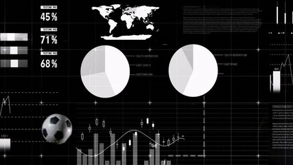Poster - Data analysis charts and graphs overlaid on world map and bottle animation