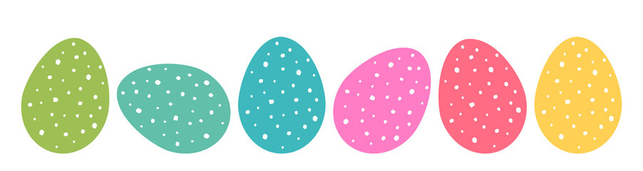 Wall Mural - easter eggs colorful pastel collection. easter eggs speckled icons. png illustration.