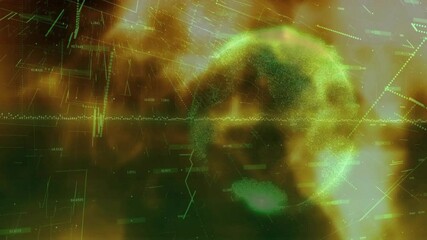 Poster - abstract digital globe with data processing and network connections animation