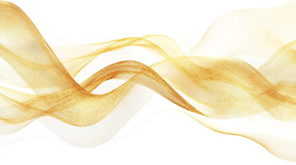 Poster - Abstract golden ribbons flowing gently across a white background in a soft and elegant design