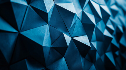 Poster - Abstract blue polygonal surface with sharp edges and shadows creating a geometric pattern design