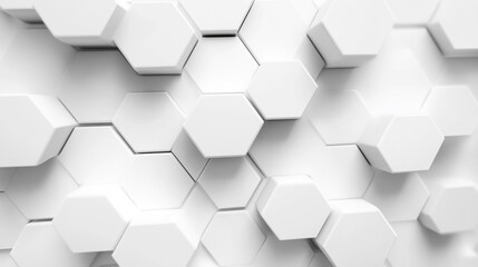 Poster - A white background with a pattern of hexagonal shapes in varying depths and shadows creating texture