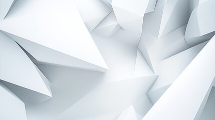 Poster - Geometric shapes in white abstract background with sharp edges and angles creating a modern design