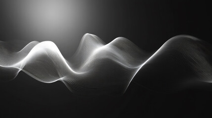 Poster - Abstract white wavy lines on a dark background with a soft light source from the top left corner