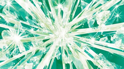 Poster - Abstract Crystallized Burst Radiating with Light and Emerald Accents