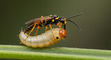 Ichneumon wasp parasitizing a host larva, a display of natures intricate balance