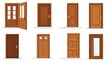 © joo - Various wooden doors; interior design; home improvement; white background; website illustration