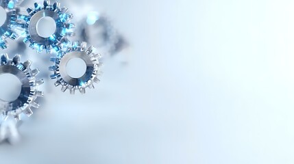 Poster - Microscopic view of virus cell structure in blue and silver tones on light background, showing detailed spikes and molecular surface features for medical visualization.
