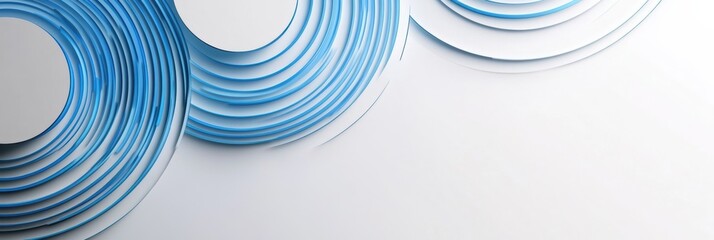 Poster - Futuristic abstract geometric background featuring layered blue circular designs