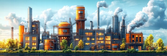 Poster - Graphic layouts for advertising industrial processes in a manufacturing setting
