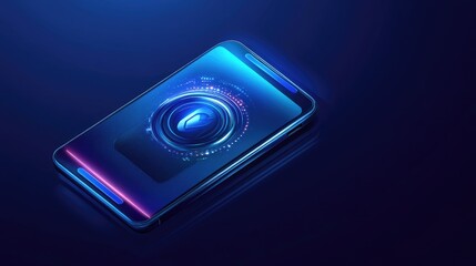 Poster - Futuristic e-wallet app with biometric authentication, showing secure contactless payments and blockchain-powered financial transactions.