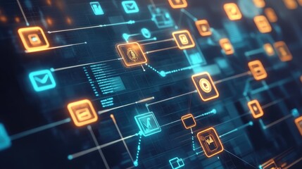 Poster - Global fintech ecosystem visualizing interconnected digital banking platforms and secure real-time transactions.