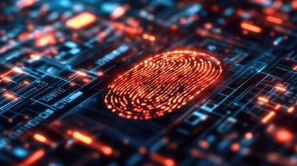 Poster - Glowing fingerprint authentication for a secure digital banking experience in a cashless economy.