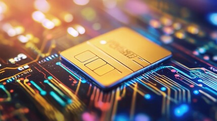 Poster - Neon-lit digital payment gateway secured by AI-driven encryption and fraud detection.
