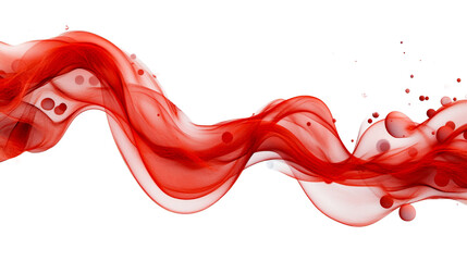 Canvas Print - Abstract red swirl with bubbles and black backdrop, cut out transparent