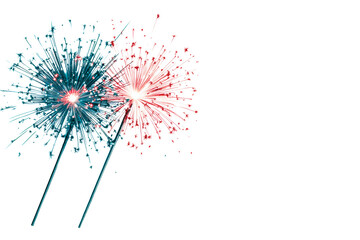 Wall Mural - Festive Sparklers Bursting with Red, Blue, cut out transparent