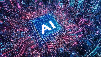 Poster - Artificial Intelligence, a hand with a finger on the 