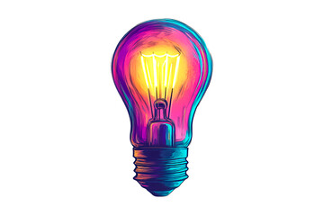 Wall Mural - Luminous colorful light bulb with radiant glow, cut out transparent